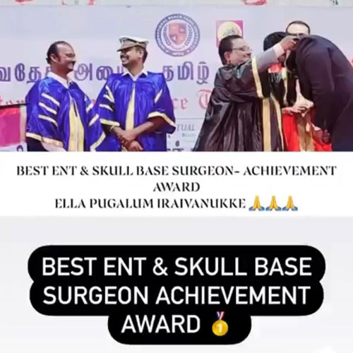 Best ENT & Skull Base Surgeon achivement award